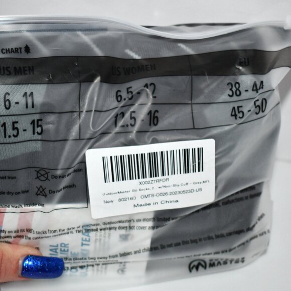 OutdoorMaster Merino Wool Ski Socks, 2 Pairs, Over Calf Compression, Gray, NWT - Picture 4 of 4